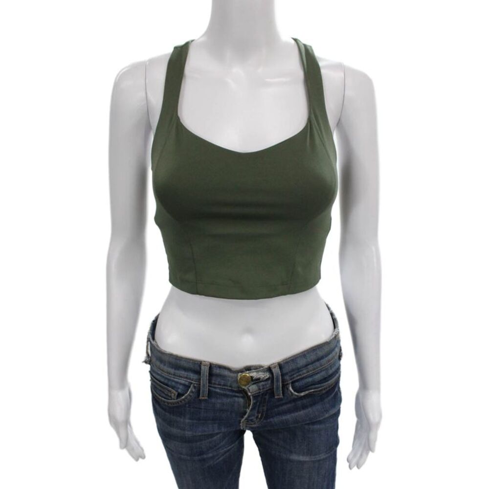 Beyond Yoga Womens V Neck Sports Bra Green Size Extra Small